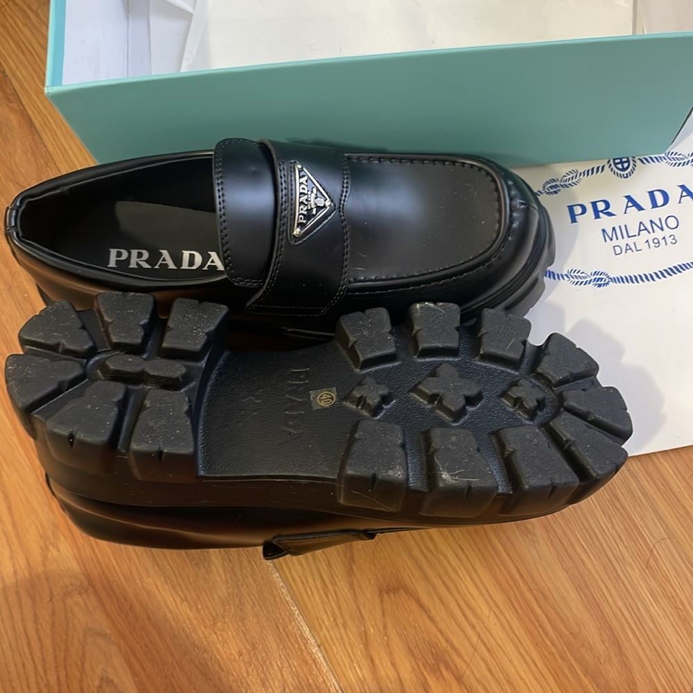 Black Brushed leather Monolith loafers
